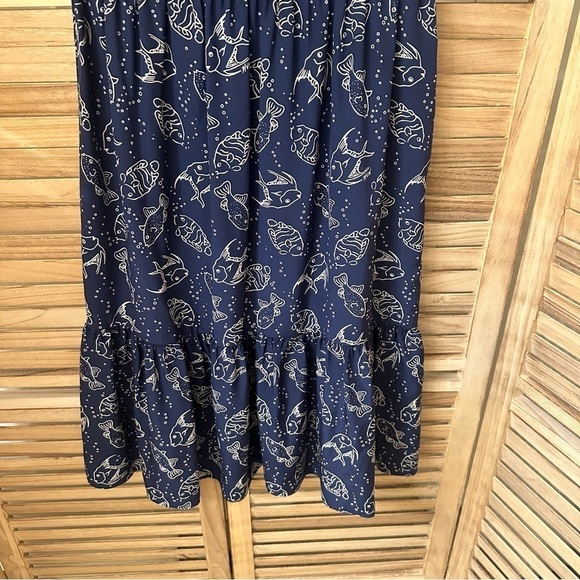Rare HVN Charlotte dress with fish print in navy size 2 - Picture 8 of 10